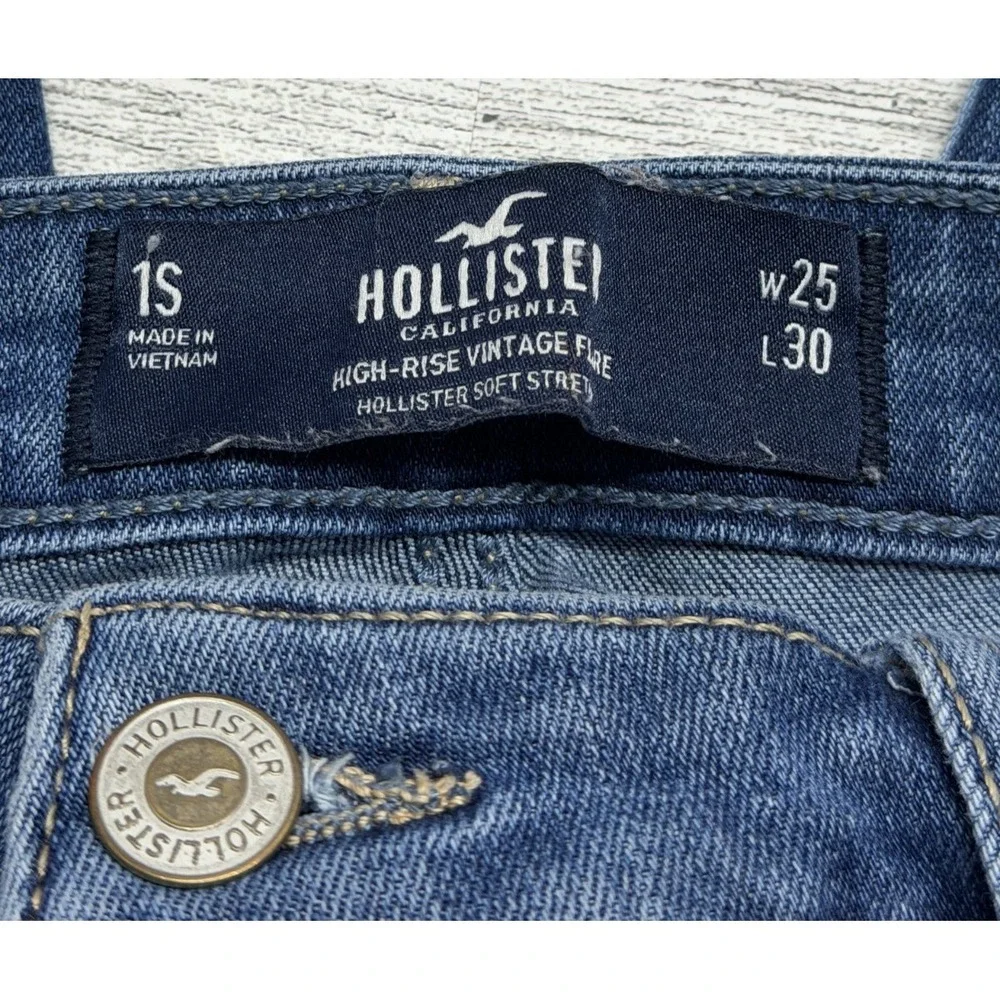 Hollister High Rise Vintage Y2K Flare Jeans Soft Stretch Color Block Denim 25x30